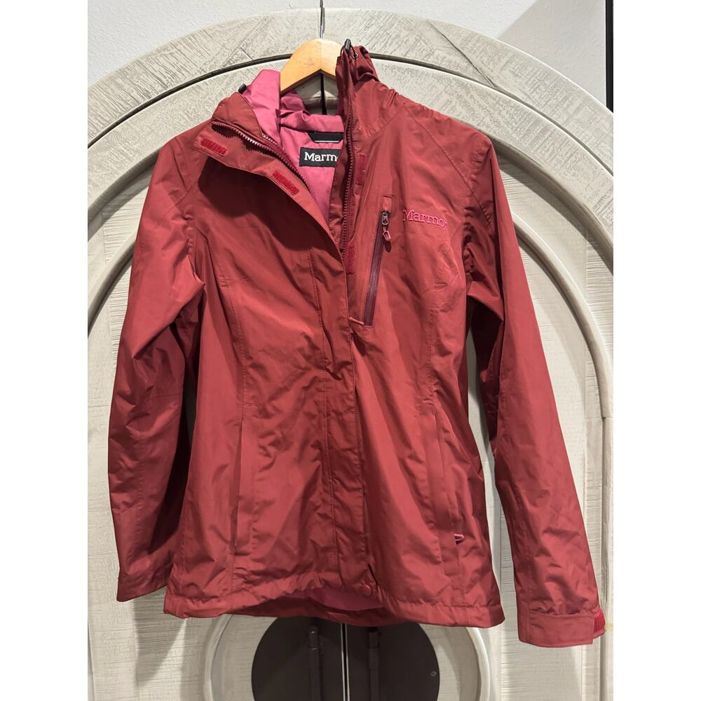 Marmot Women’s Waterproof Rain Jacket Hooded Softshell Red Pink Outdoor Hiking S
